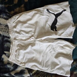 Puma White Shorts with Black Logo